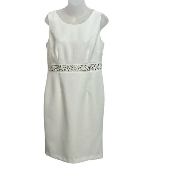 Kasper Sleeveless Studded Sheath Dress Size 6 Off-White - Picture 5 of 9